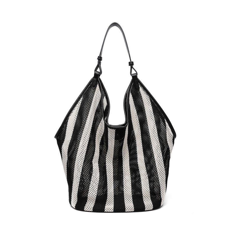 Embroidery Kit Pouch - Borsa tote a righe in tessuto