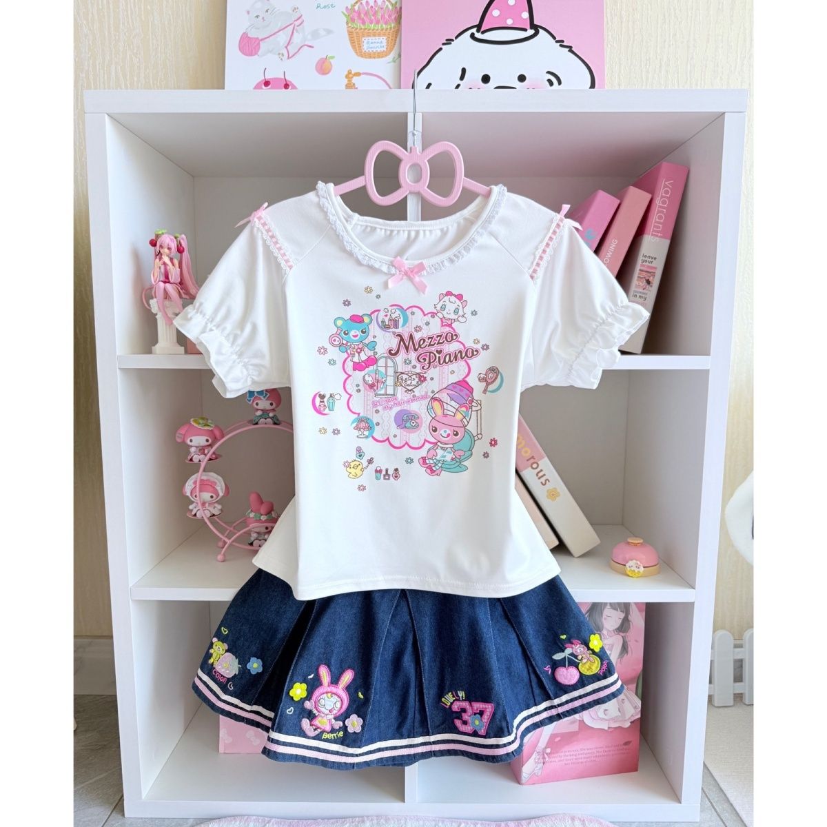 Embroidery Cotton Shirt - Set di gonne dolci giapponesi Estate