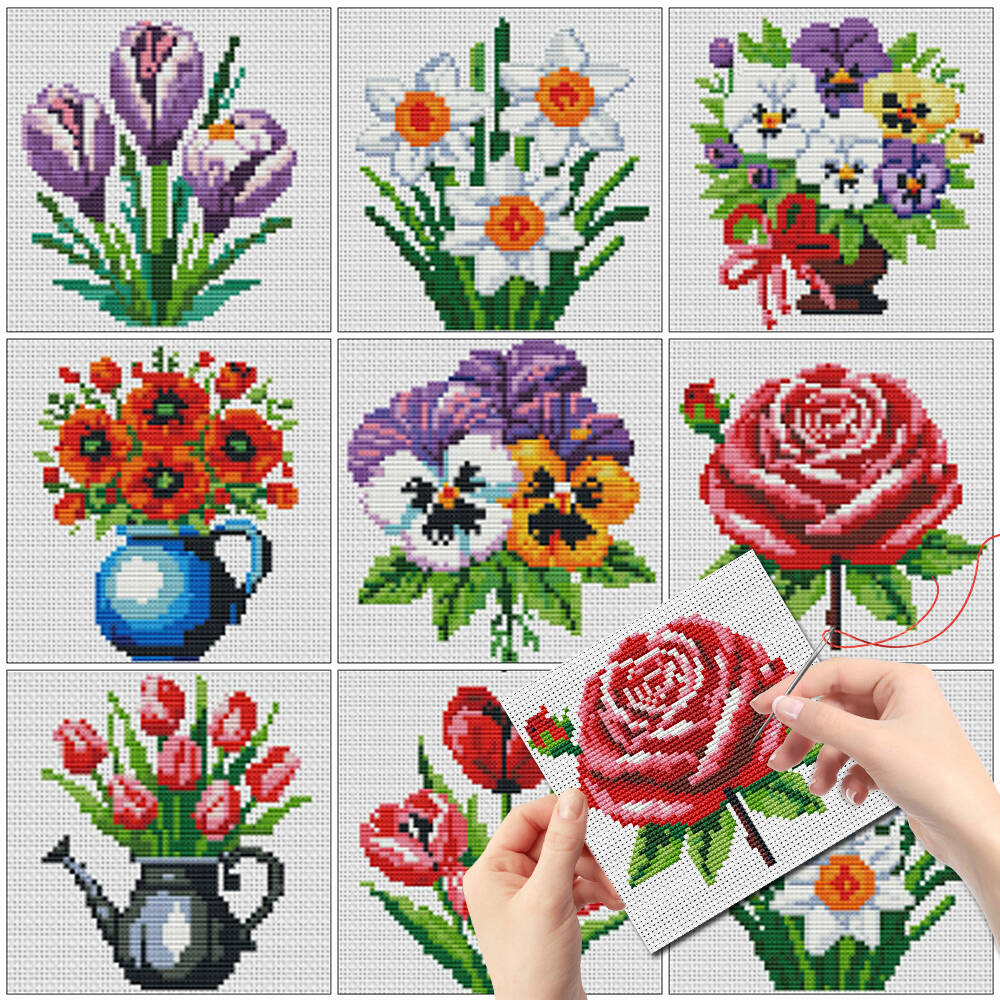 Embroidery X Pattern - Evershine Set di 8 Mini Vasi