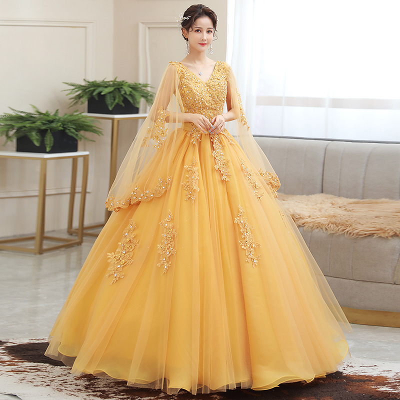 Embroidery Gold - Nuovo Abito Lungo con Ricami Dorati,