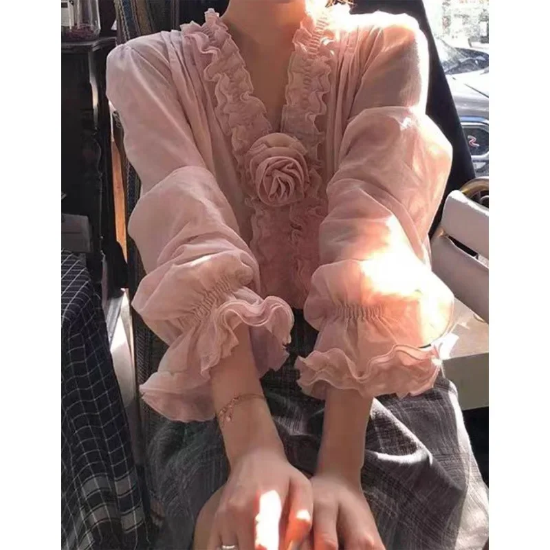 Camicia a maniche lunghe rosa  - Embroidery Roses recensione e prezzo