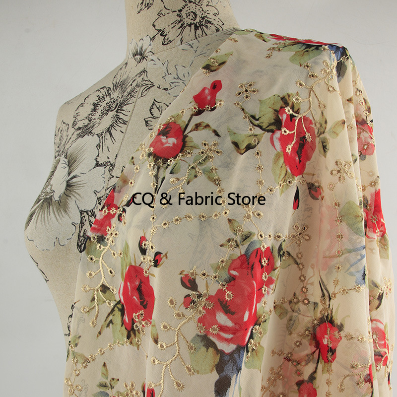 Nuovo tessuto chiffon stampato - Embroidery Roses recensione e prezzo