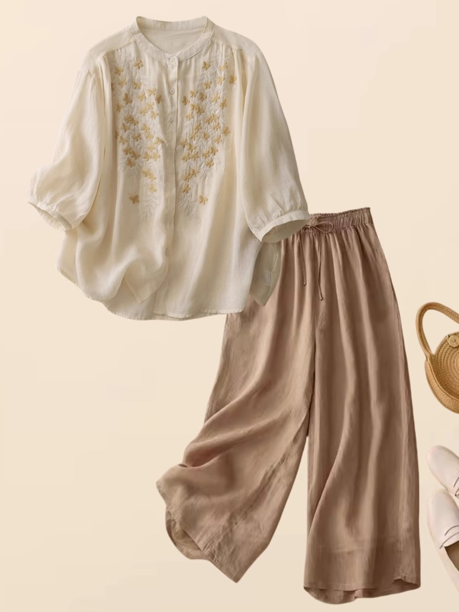 Nuovo completo estivo da donna - Embroidery Cotton Shirt recensione e prezzo