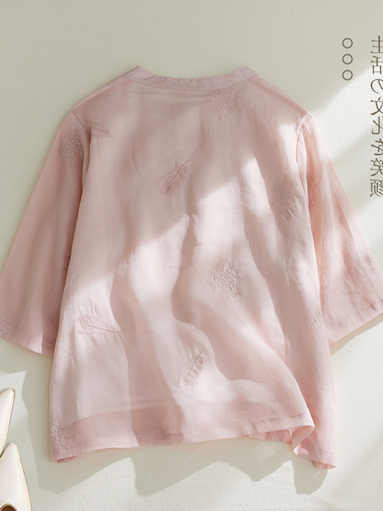 Camicia retrò in cotone e lino - Embroidery Cotton Shirt recensione e prezzo